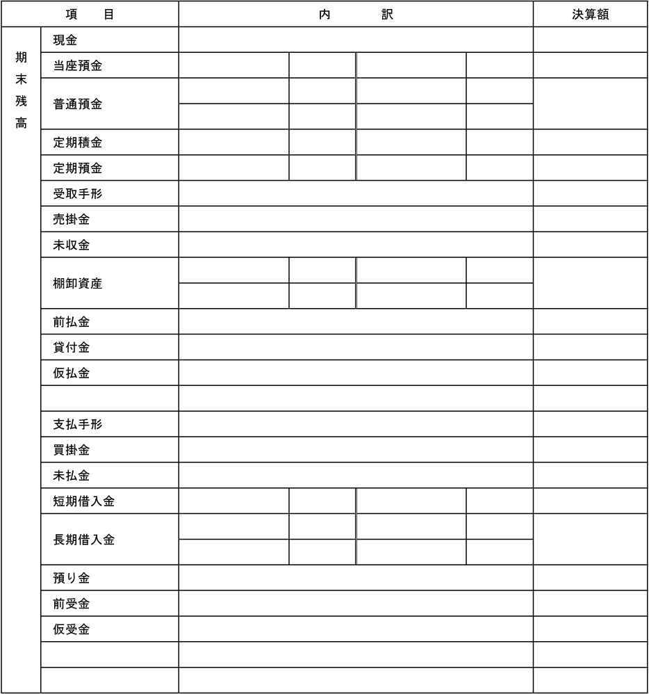 期末残高等確認表